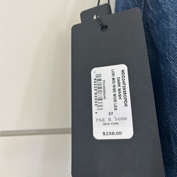 Rag & Bone Lori Mid-Rise Wide Leg Dark Wash Jeans NWT - Picture 5 of 6